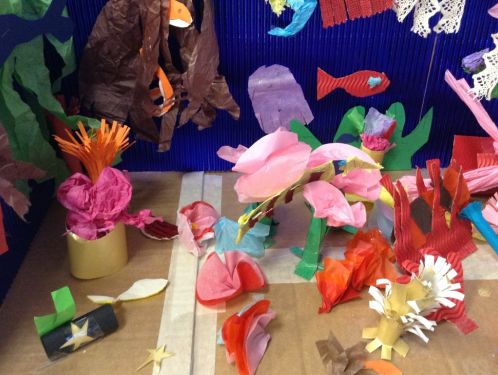 Year 3 use different materials to create beautiful coral reefs