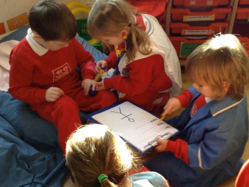 Reception children learn about the bones in our bodies